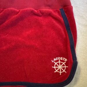 VINTAGE Lacoste Women's Athletic Red Shorts RED TERRYCLOTH w BLUE PIPING
